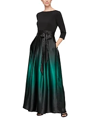 Sl Fashions Women's 3/4-Sleeve Ombre Gown