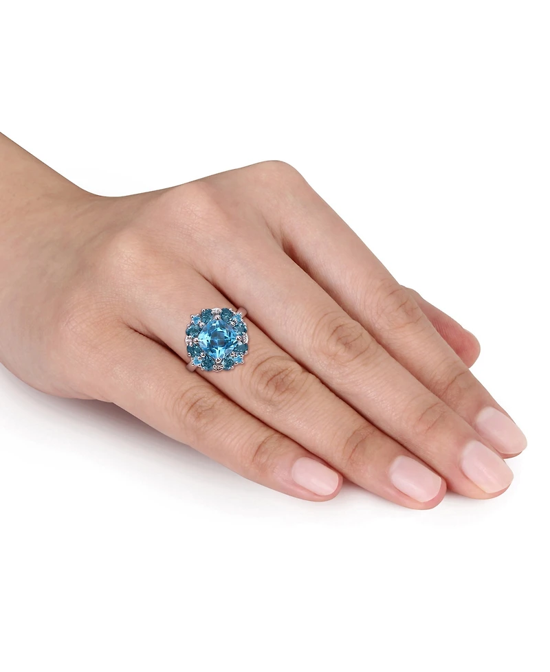 Blue Topaz Halo Ring (4-1/10 ct. t.w.) Sterling Silver
