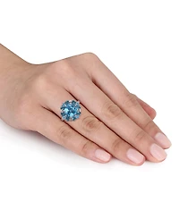 Blue Topaz Halo Ring (4-1/10 ct. t.w.) Sterling Silver