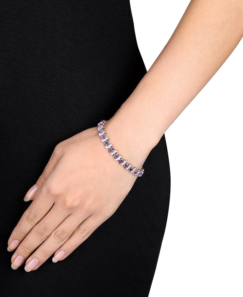 Aquamarine (9-5/8 ct. t.w.) & Diamond Accent S Link Bracelet Sterling Silver