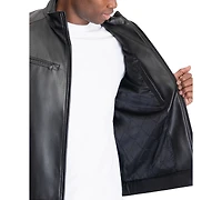 Michael Kors Men's Perforated Faux Leather Moto Jacket, Created for Macy's