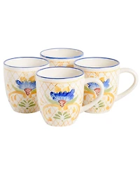 Laurie Gates Tierra Tile Hand-Painted 4 Piece Mug Set