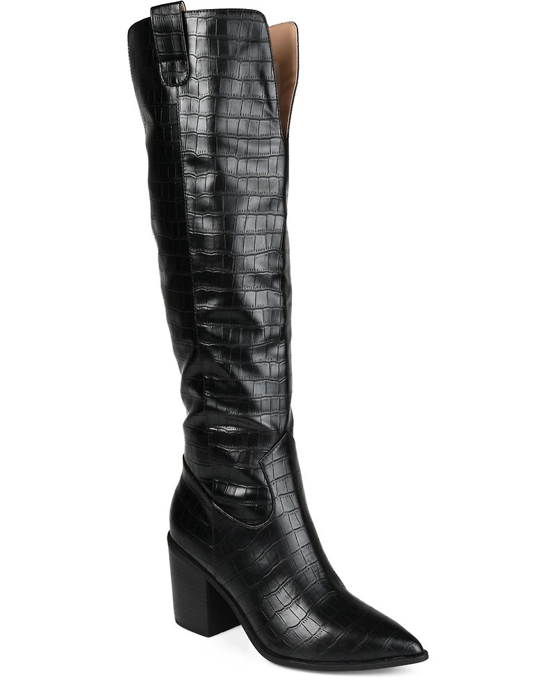 Journee Collection Women's Therese Wide Calf Block Heel Knee High Dress Boots