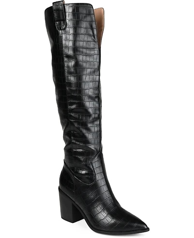 Journee Collection Women's Therese Wide Calf Block Heel Knee High Dress Boots