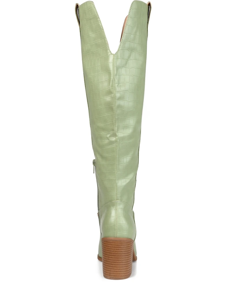 Journee Collection Women's Therese Wide Width Calf Block Heel Knee High Dress Boots