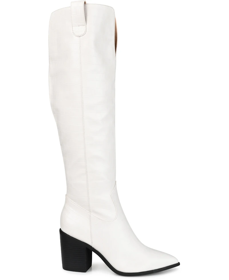 Journee Collection Women's Therese Extra Wide Calf Block Heel Knee High Dress Boots