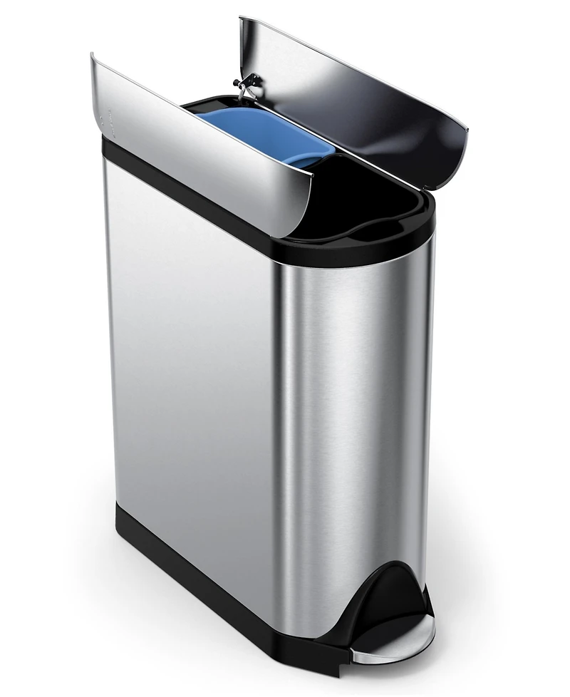 simplehuman 40 Liter Butterfly Lid Recycling Kitchen Trash Can