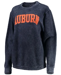 Women's Navy Auburn Tigers Comfy Cord Vintage-Like Wash Basic Arch Pullover Sweatshirt