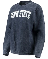 Women's Navy Penn State Nittany Lions Comfy Cord Vintage-Like Wash Basic Arch Pullover Sweatshirt