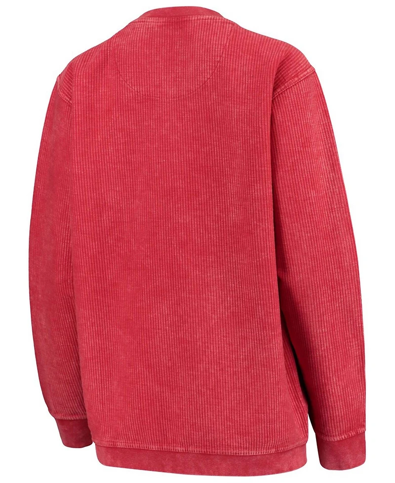 Women's Red Wisconsin Badgers Comfy Cord Corduroy Crewneck Sweatshirt