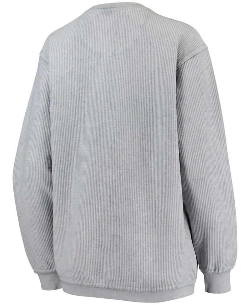 Women's Gray Penn State Nittany Lions Comfy Cord Vintage-Like Wash Basic Arch Pullover Sweatshirt