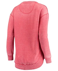Women's Scarlet Nebraska Huskers Vintage-Like Wash Pullover Sweatshirt