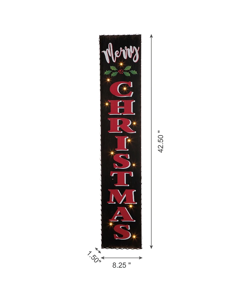 Glitzhome Lighted Wooden Christmas Porch Sign, 42"