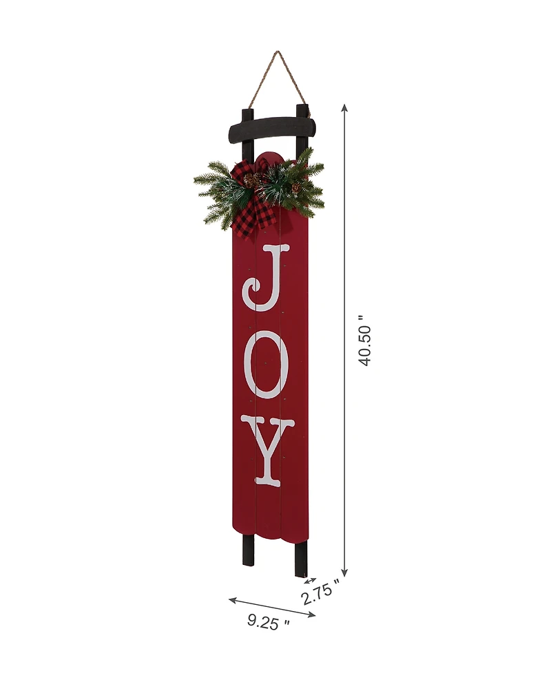 Glitzhome Lighted Wooden Sleigh Joy Porch Sign, 40"