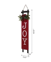 Glitzhome Lighted Wooden Sleigh Joy Porch Sign, 40"
