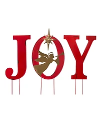 Glitzhome Metal Joy Angel Yard Stake or Standing Decor or Wall Decor with Led, 36"