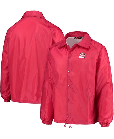 Men's Red Kansas City Chiefs Coaches Classic Raglan Full-Snap Windbreaker Jacket