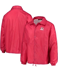 Men's Red Kansas City Chiefs Coaches Classic Raglan Full-Snap Windbreaker Jacket