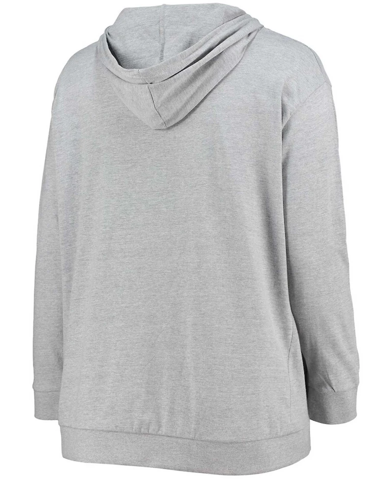 Women's Plus Heathered Gray New Orleans Saints Lace-Up Pullover Hoodie