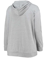 Women's Plus Heathered Gray New Orleans Saints Lace-Up Pullover Hoodie