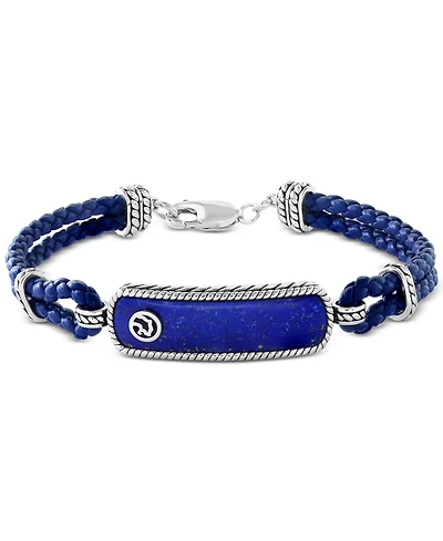 Effy Men's Lapis Lazuli Leather Cord Bracelet in Sterling Silver