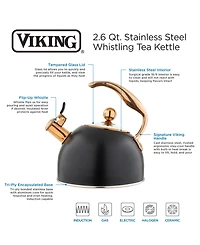 Viking Stainless Steel 2.6-Quart Black Tea Kettle with Copper Handle