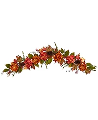 6' Fall Ranunculus, Hydrangea and Berries Autumn Artificial Garland