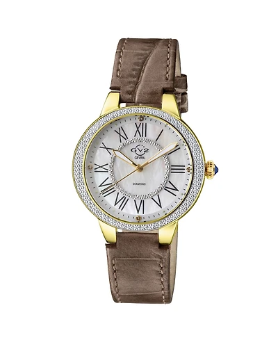 GV2 Women's Astor Ii Brown Leather Swiss Quartz Strap Watch 36mm