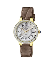 GV2 Women's Astor Ii Brown Leather Swiss Quartz Strap Watch 36mm