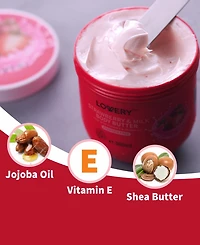 Lovery Strawberry Milk Body Butter, Bath and Body Care, 12 Oz