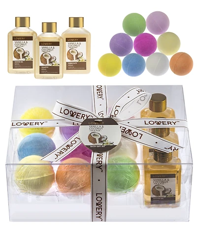 Lovery 12-Pc. Vanilla Coconut Body Care & Bath Bombs Gift Set