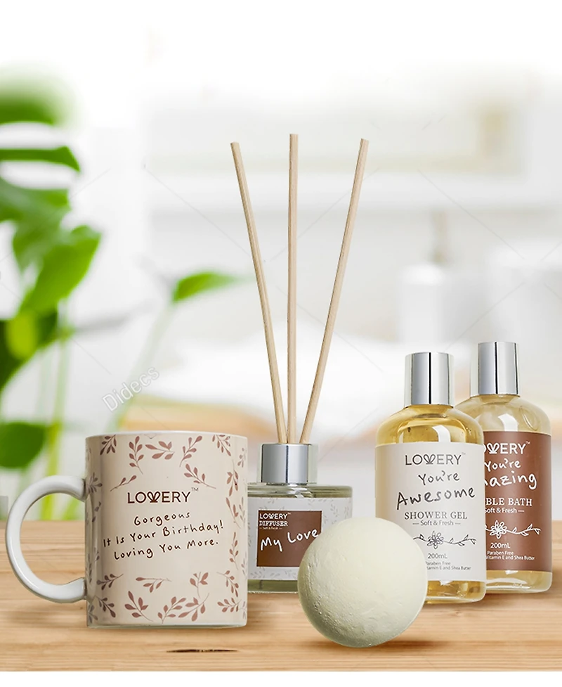 Lovery Birthday Gift Basket, Birthday Spa Gift Box, Coconut Body Care Gift Set, 15 Piece