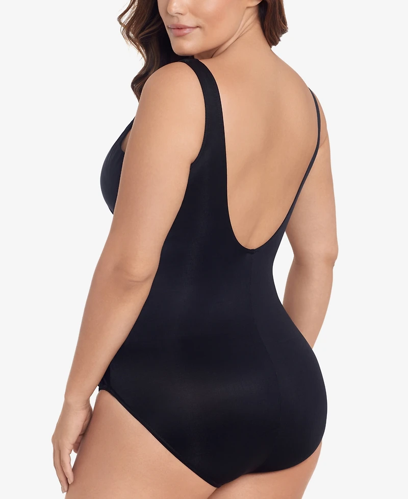 Miraclesuit Women's Plus Illustionists Crossover Tummy Control One Piece Swimsuit