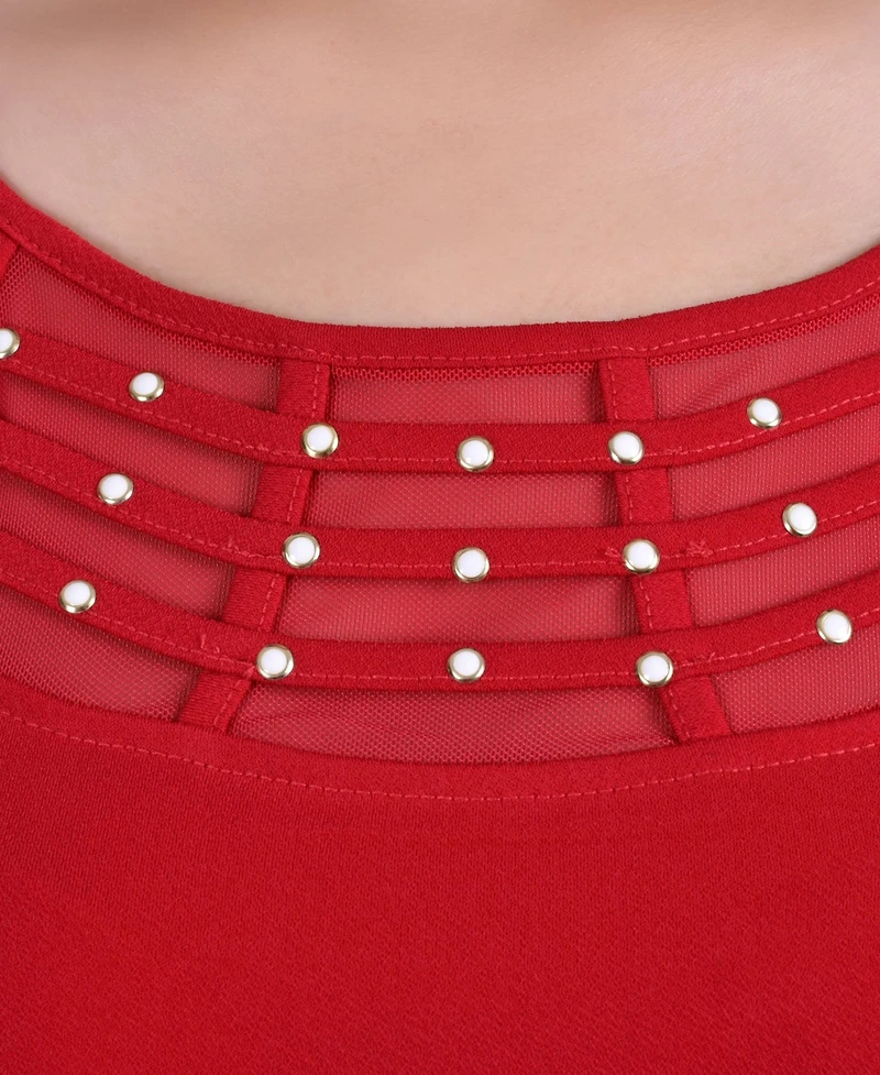 Women's Crepe Knit Top with Strip Details