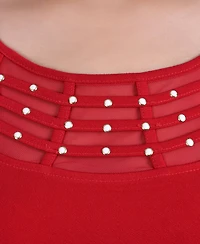 Women's Crepe Knit Top with Strip Details