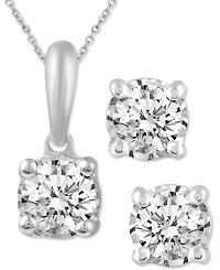 2-Pc. Set Diamond Solitaire Pendant Necklace & Matching Stud Earrings (5/8 ct. t.w.) 14k Gold