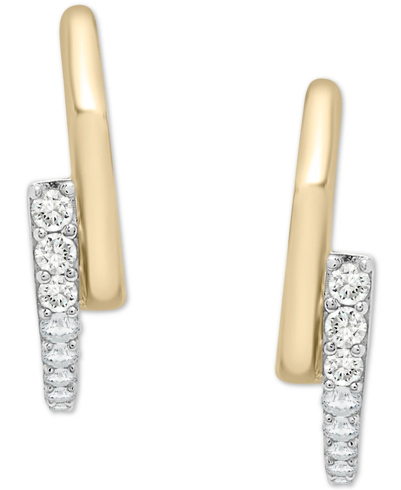 Wrapped Diamond Bypass Hoop Earrings (1/6 ct. t.w.) in 14k Gold, Created for Macy's