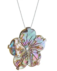 Abalone Shell Flower 18" Pendant Necklace in Sterling Silver