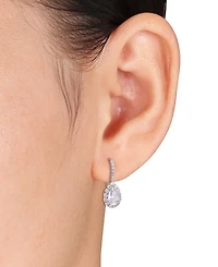 Lab-Created Moissanite Teardrop Halo Leverback Earrings (2-5/8 ct. t.w.) in Sterling Silver
