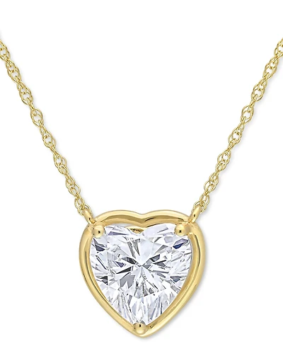 Lab-Grown Moissanite Heart Solitaire 17" Pendant Necklace (2 ct. t.w.) in 10k Gold