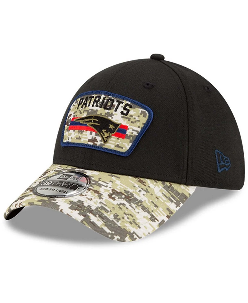 Men's Black-Camouflage New England Patriots 2021 Salute To Service 39THIRTY Flex Hat