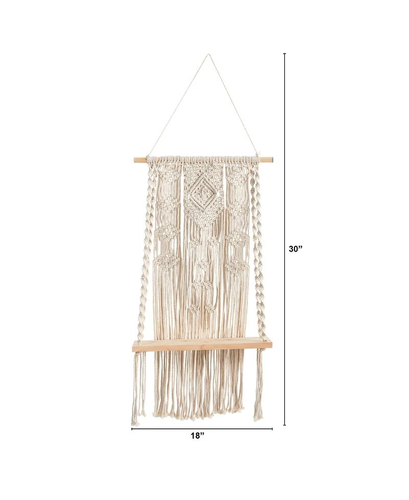 Hand Crafted Woven Wall Hanging with Shelf, 2.5' x 1.5'