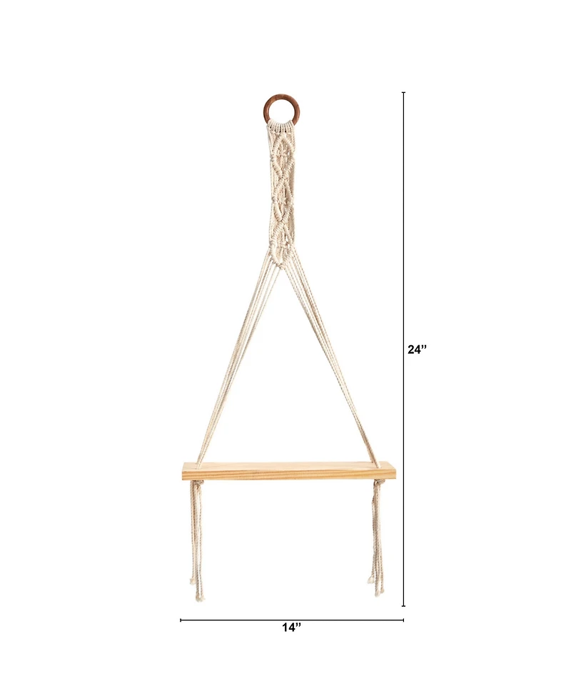 Handmade Wall Hanging with Wooden Shelf, 14" x 24"