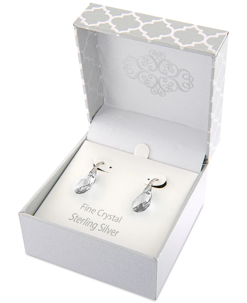Fine Crystal and Cubic Zirconia Teardrop Wire Earrings in Sterling Silver