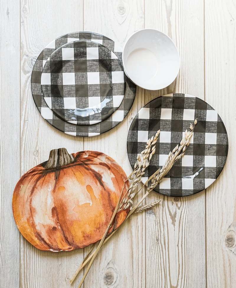 Abode Homewares Vintage-Like Black Buffalo Check Melamine Bowls, Set of 6