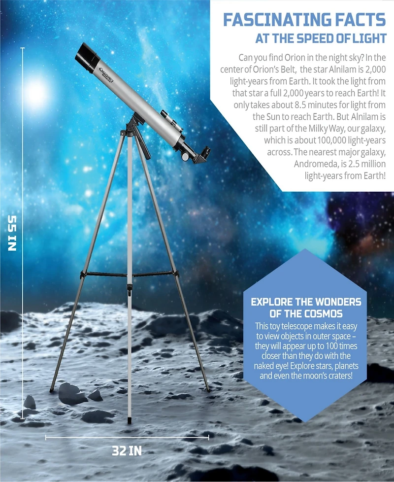 Discovery #Mindblown Telescope with Tripod, 50X and 100X Lenses, Adjustable Pan and Tilt