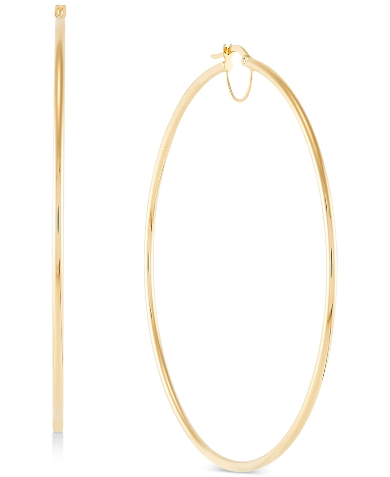 Polished Bridge Large Hoop Earrings in 10k Gold (70mm)