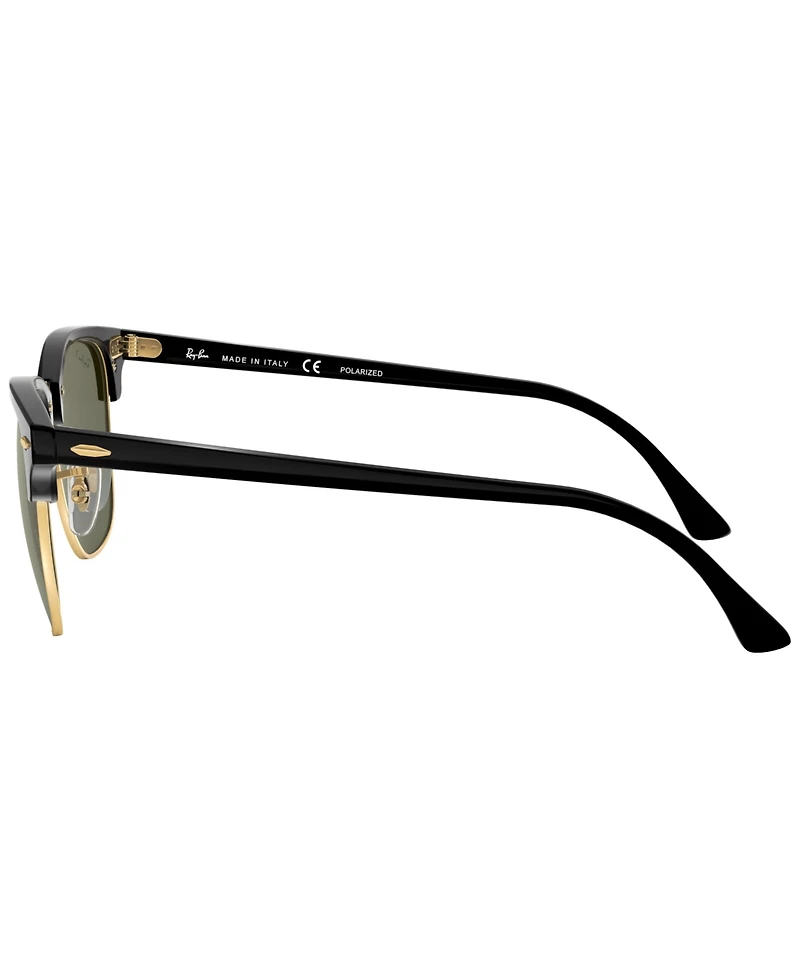 Ray-Ban Unisex Polarized Low Bridge Fit Sunglasses, RB3016F Clubmaster Classic 55