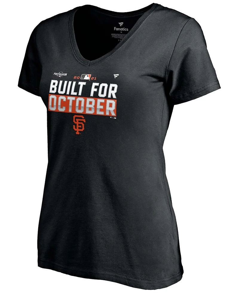 Women's Plus Size Black San Francisco Giants 2021 Postseason Locker Room V-Neck T-shirt