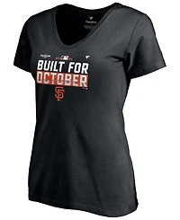 Women's Plus Size Black San Francisco Giants 2021 Postseason Locker Room V-Neck T-shirt